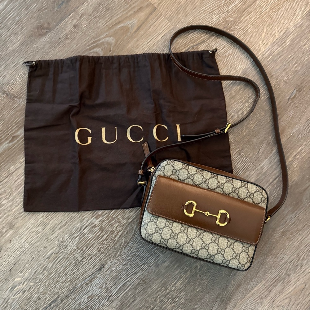 GUCCI 1955 Small Horsebit GG Supreme Crossbody Bag